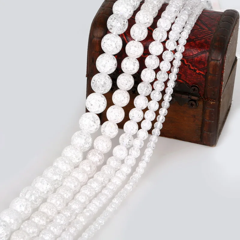 

Wholesale Natural White Cracked Crystal Beads Losse Round Beads For Jewelry Making 15.5inch/strand DIY Bracelet 4/6/8/10mm