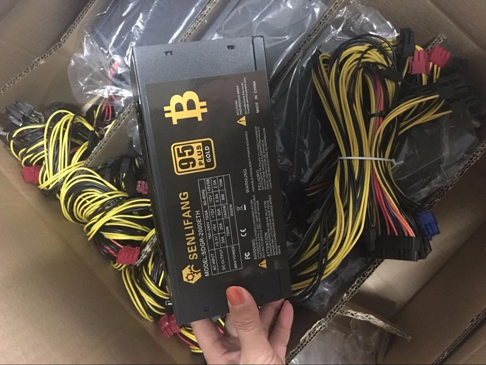 Поддержка 8 GPU карт 2000 Вт источник питания 95 Plus Gold ATX12V V2.31 ETH для майнинга монет