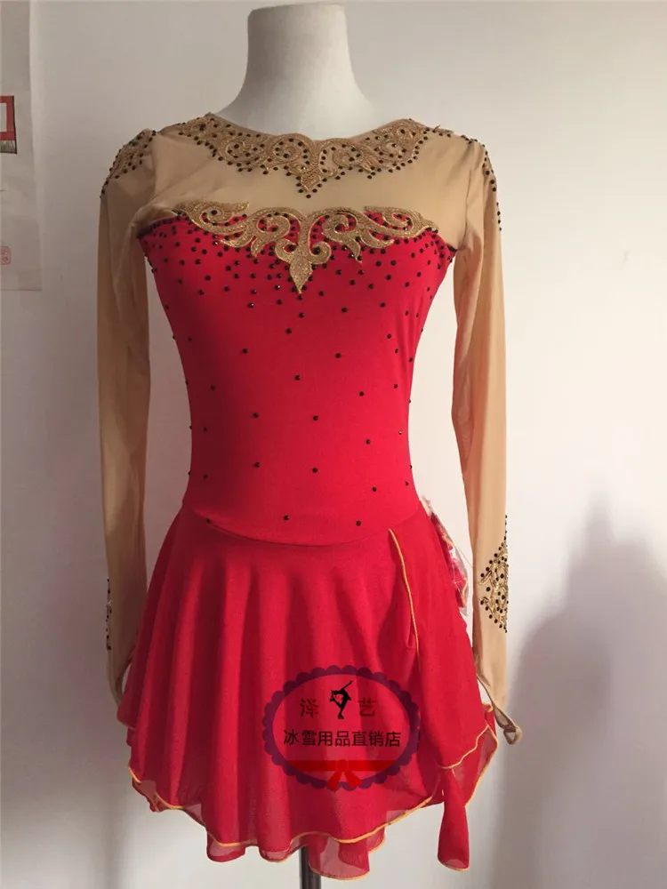 Buy figure skating dresses red women competition