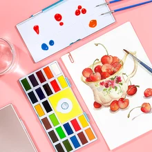 Kailepai Твердые акварельные краски 24 цвета в упаковке набор акварельных красок для начинающих детей художественные краски Инструменты для студентов специальные портативные