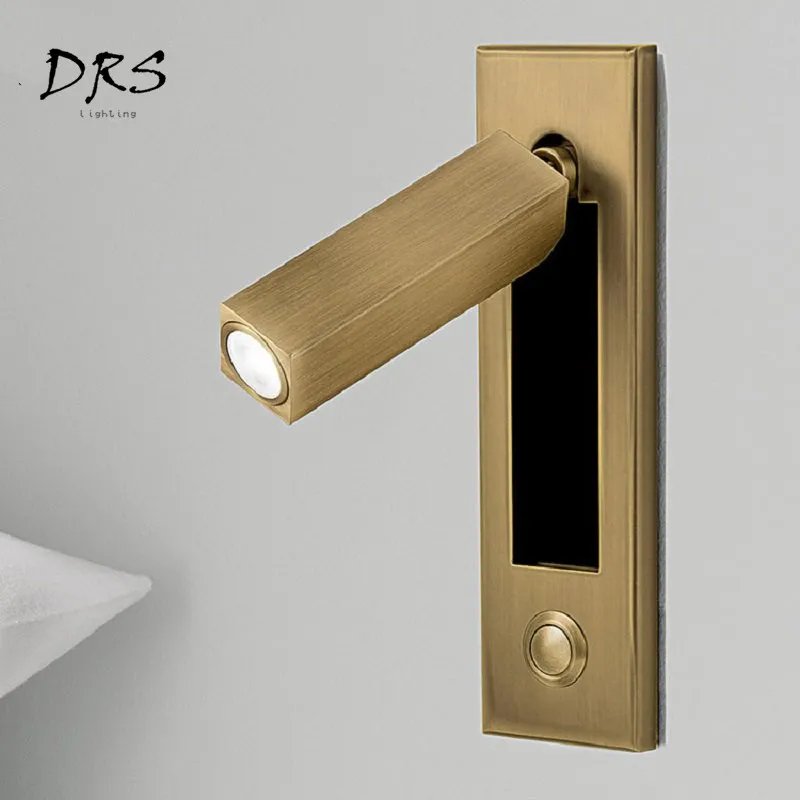 

Minimalism Hotel Room Bedside LED Reading Wall Lamp Rotatable Embedded Small Wall Lamp Study Bedroom Iron Wall Lighting