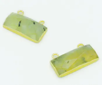 

Chiltonite Facted Rectangle Pendant With Double Loops Of Cladding Gold Approx 30*14 mm