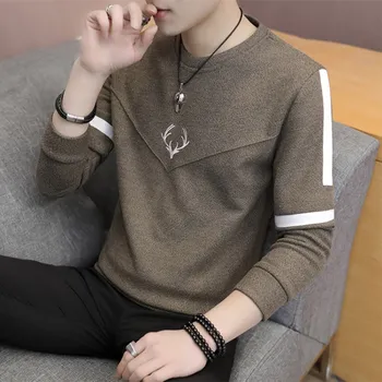 

Fall 2020 new round neck long sleeve men Render fleece trend Thin printed fleece