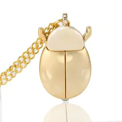 Ретро Золотой милый жук кварцевые карманные часы механический кулон ожерелье цепь часы подарки NFE99