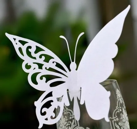 

120pcs/lot Butterfly style Table Name Number Place Card Laser Cut Wine Glass Card Escort Wedding Party Decoration wd132