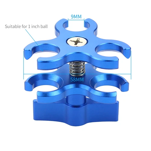 blue 3open hole clip Адаптер для дайвинга с зажимом в виде бабочки 1 дюйм с шаровой головкой для GoPro 7 6 5 все виды спорта/SLR камера с 2/3 открытыми отверстиями - Цвет: blue 3open hole clip