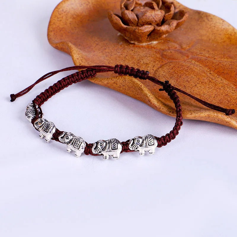 

3pcs/set Silver Color Elephant Charm Bracelet For Women Men Kids Lucky Bracelet Handmade String Rope Braided Bracelet Jewelry