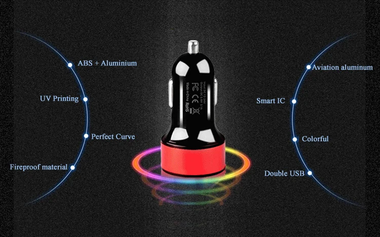 Автомобильное зарядное устройство с двумя портами USB для iPhone 5, 5S, 6, 6 S, 7, 8 plus, адаптер для мобильного телефона, автомобильное зарядное устройство для samsung, huawei, Xiaomi, Redmi, 5 В, 1A