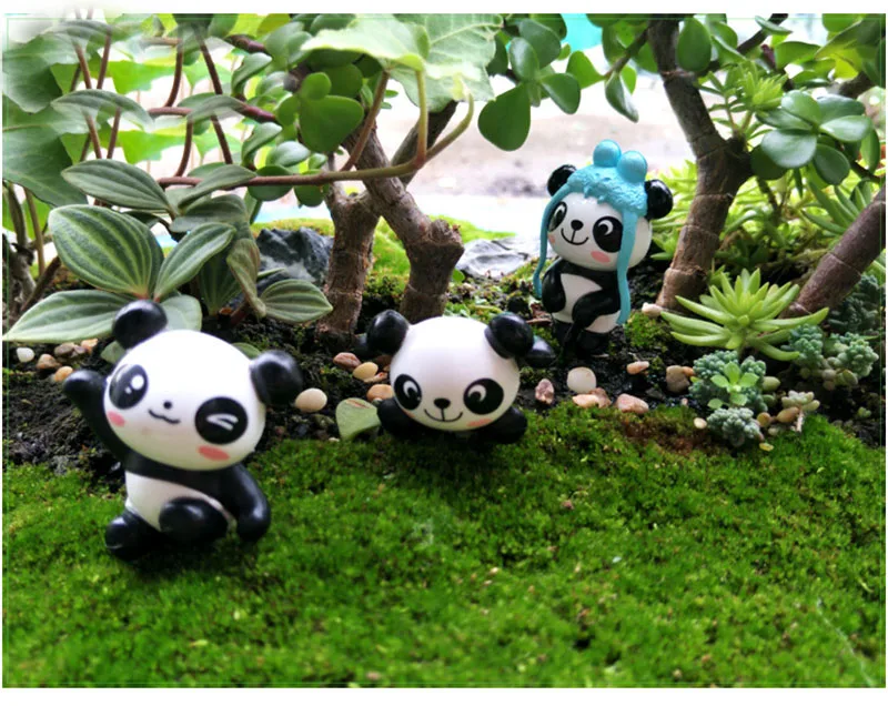 8pc Cute Artificial Giant Panda Figurines Miniatures Mini DIY Ornament Fairy Ggarden Gnome Resin Home Decorations For Flower Pot5