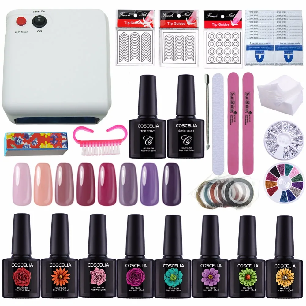 New Manicure Set Gel Nail Lamp Nail Art Kits Gel Polish Top Coat And
