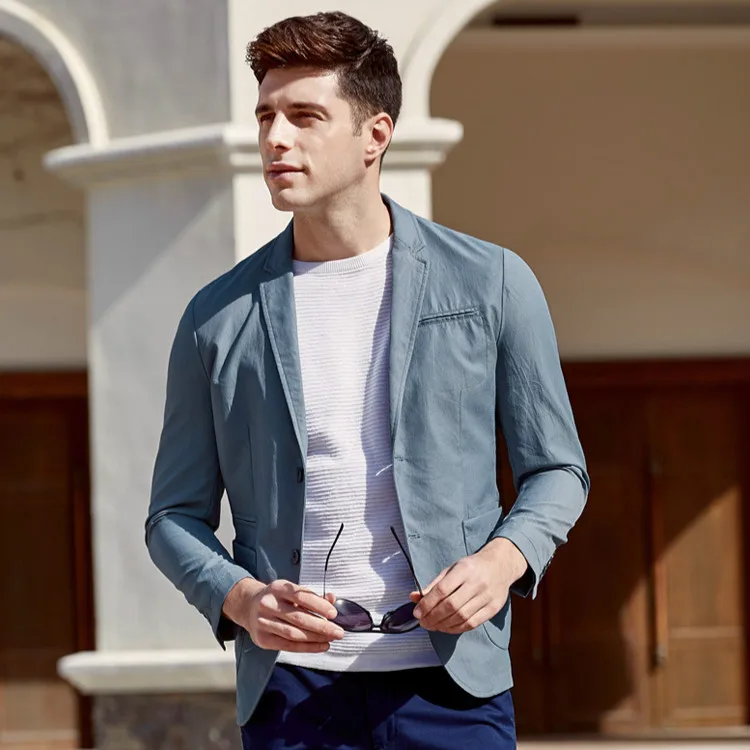 

business man solid color slim fit formal blazer hombre Youth men's british style casual Single breasted suit jacket 35102