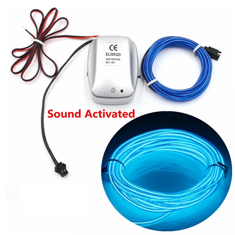 

Sound Activated 1/2/3/5/10M EL Wire With DC12V Controller Neon Light LED lamp Flexible Twinkle Glow Rope Tube Wire LED Strip