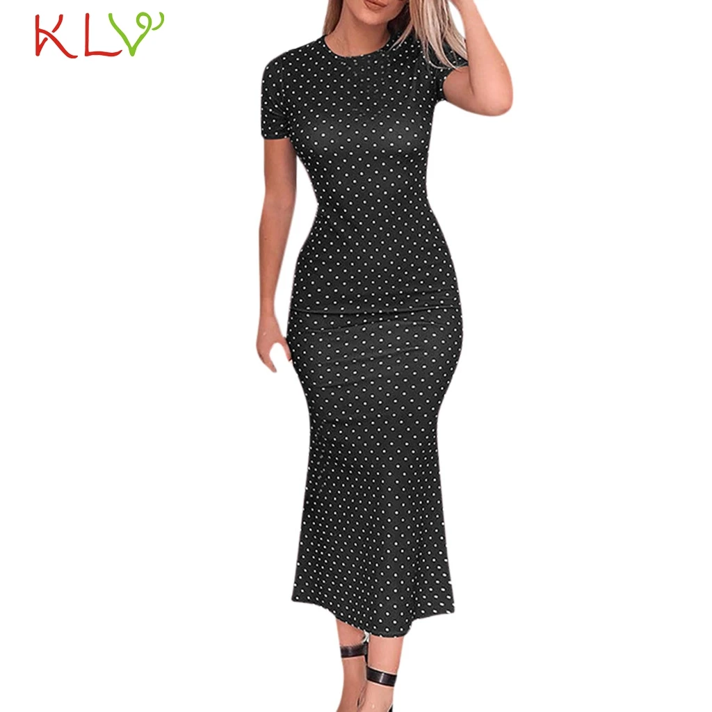 

Summer Dress Women Dot Elegant Black Long Maxi Dress Casual Sexy Evening Party Robe Femme Hiver Colthes for Women 2019 19Feb15