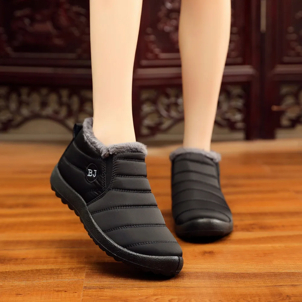 

Men Winter Solid Color Keep Warm Ankle Boots Plus Velvet Boot Flat Snow Boots men shoes zapatos de hombre Fashion Casual @W