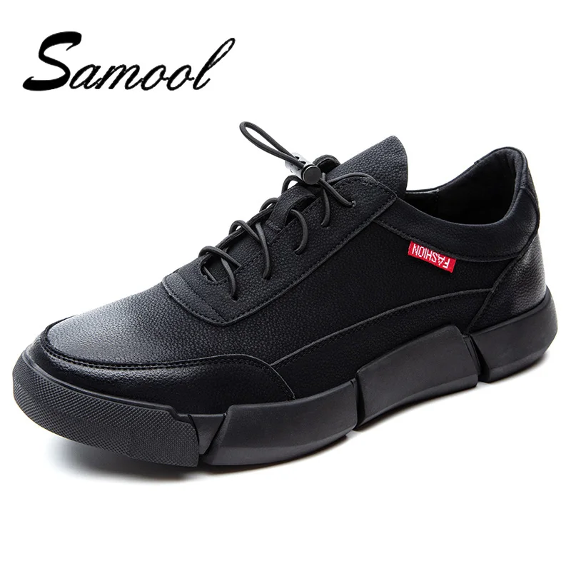 

2018 New Fashion Genuine Leather Black Low Top Shoes Men Non-Slip Lightweight Lace Up Flats Vintage Casual Shoes For Males Lx5