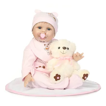 

22"55cm reborn silicone babies vinyl newborn girl toddlers Real touch collectible dolls stuffed boneca kids lovely birthday toys