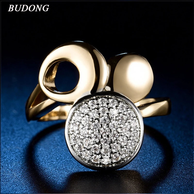 

BUDONG Vintage Luxury Finger Rings Dazzling Daisy Meadow Stackable Ring Clear White CZ For Women Wedding Jewelry XUR598