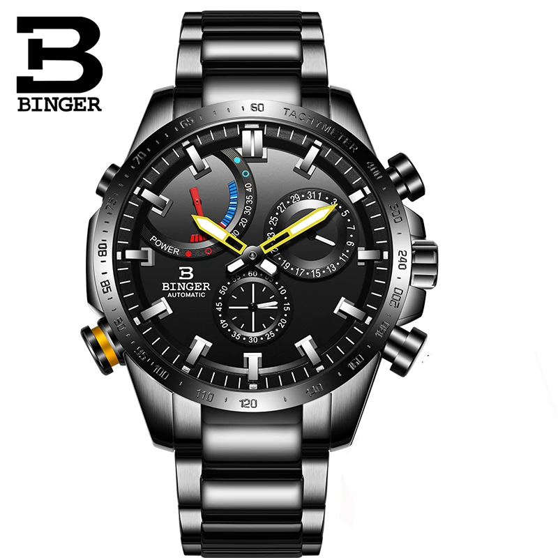 Роскошные Брендовые Часы для мужчин, швейцарские мужские часы Бингер, автоматические механические мужские часы, сапфировые водонепроницаемые часы с дисплеем энергии BS03-2