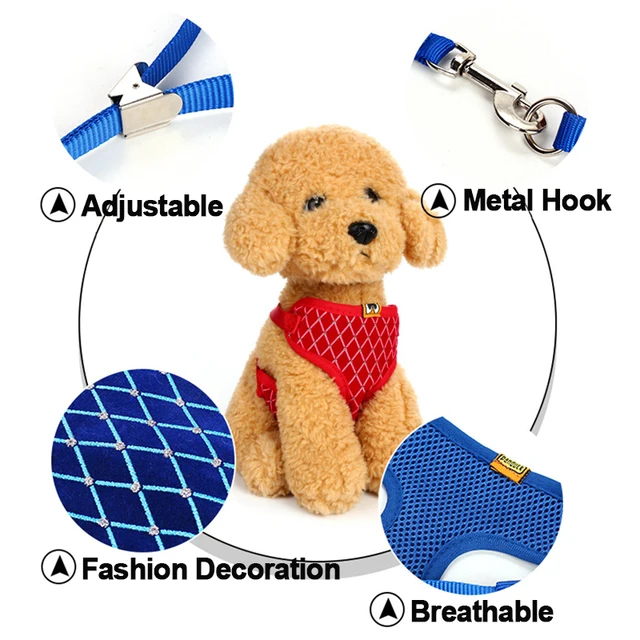 Rhinestone Mesh Cat Harness And Leash Set Breathable Adjustable Pet Vest Harness For Small Dog Cat Walking Harnesses Leads 6