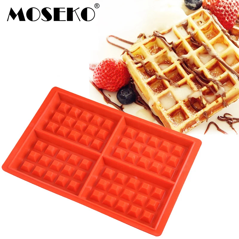 

MOSEKO DIY Silicone Waffle Mold Maker Pan Microwave Baking Cookie Cake Muffin Bakeware Cooking Tools Kitchen Accessories