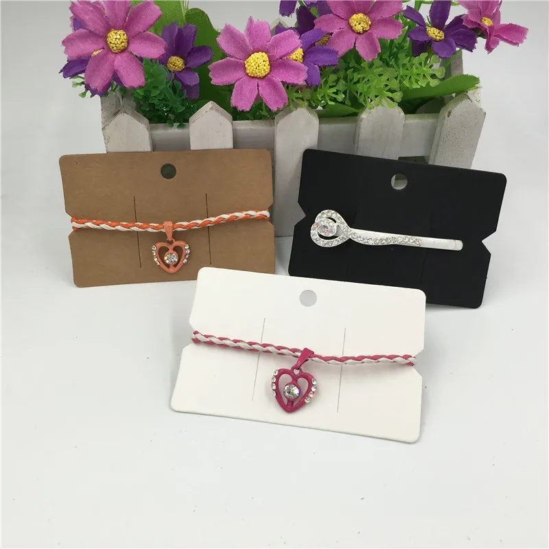 

Blank Simple Style Hair Clip Card Kraft Paper Hairpin Headband Rubber Band Display Package Labels Cards 8.5x5.5cm 100Pcs/Lot