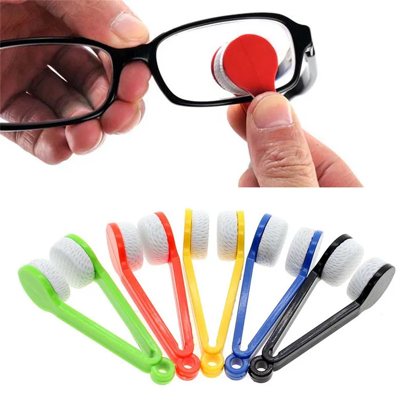 

New Mini Cute Glasses Eyeglass Sunglasses Spectacles Microfiber Cleaner Brush 2Pcs