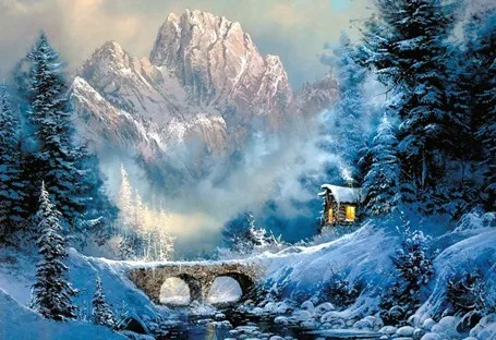 

The Snow Valley Scenery Needlework,For Embroidery,DIY DMC 14CT Unprinted Arts Cross stitch kits Set Cross-Stitching Home Decor