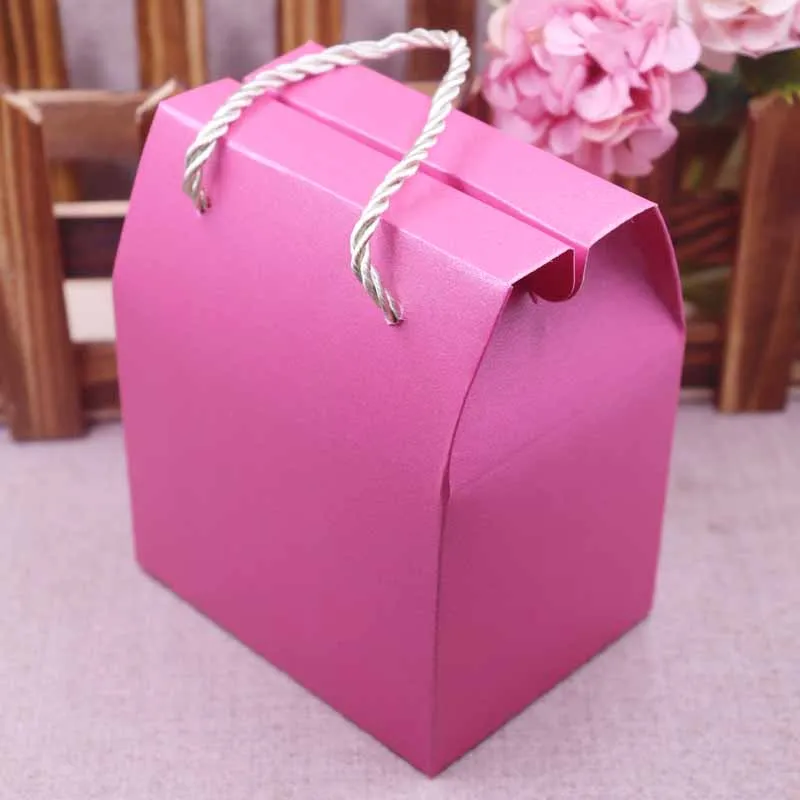 5 шт. бумажная коробочка с прозрачным окошком цвета слоновой кости, Разноцветные бумажные коробки с ручкой закуски печенье, Подарочная коробка для конфет для свадьбы - Цвет: box same as pic