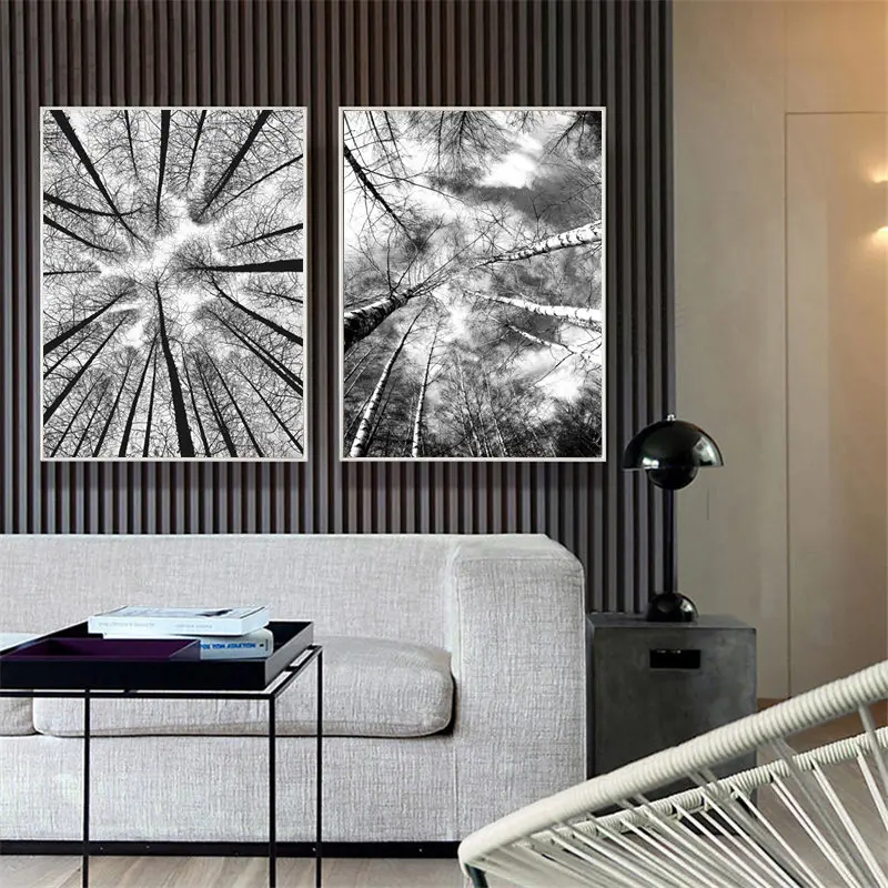 

Black and White Forest Scenery Posters and Prints Nordic Canvas Painting Home Decor Wall Art Picture Living Room Modern Decor