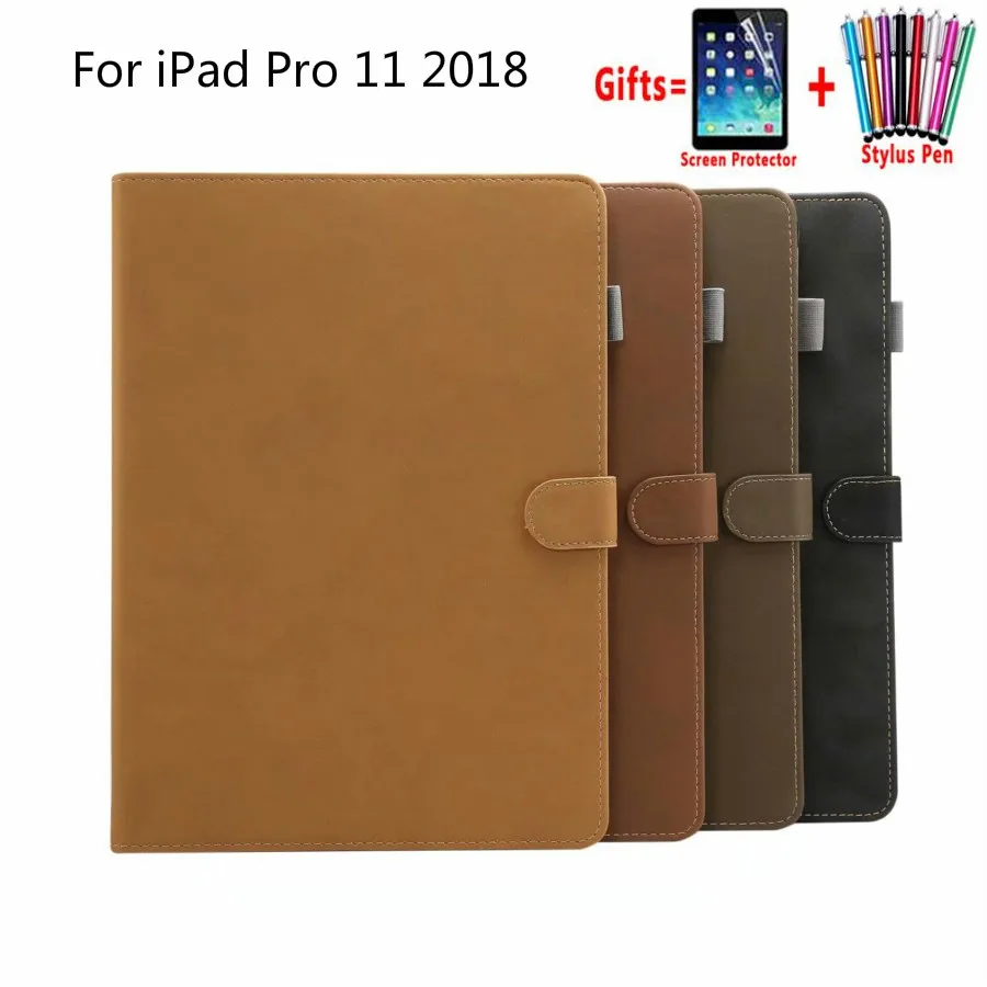 

Retro Style Cover for New IPad Pro 11 2018 Release PU Leather Stand Smart Cover Case for IPad Pro 11 Inch Tablet funda+ Flim+Pen