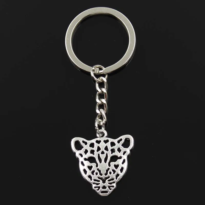 

Fashion hollow leopard head 28x26mm Pendant 30mm Key Ring Metal Chain Silver Men Car Gift Souvenirs Keychain Dropshipping