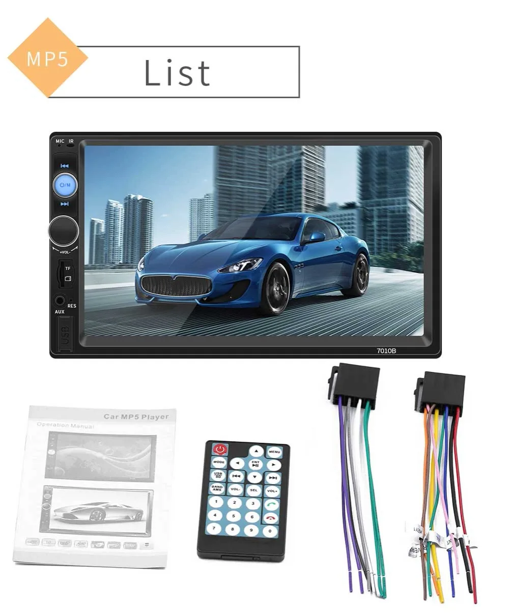 Cheap Wholesale 12pcs 7010B 7" car mp5 player Stereo BT handsfree 1080P HD video headunit recorder mirror link FM reverse image USB SD 16