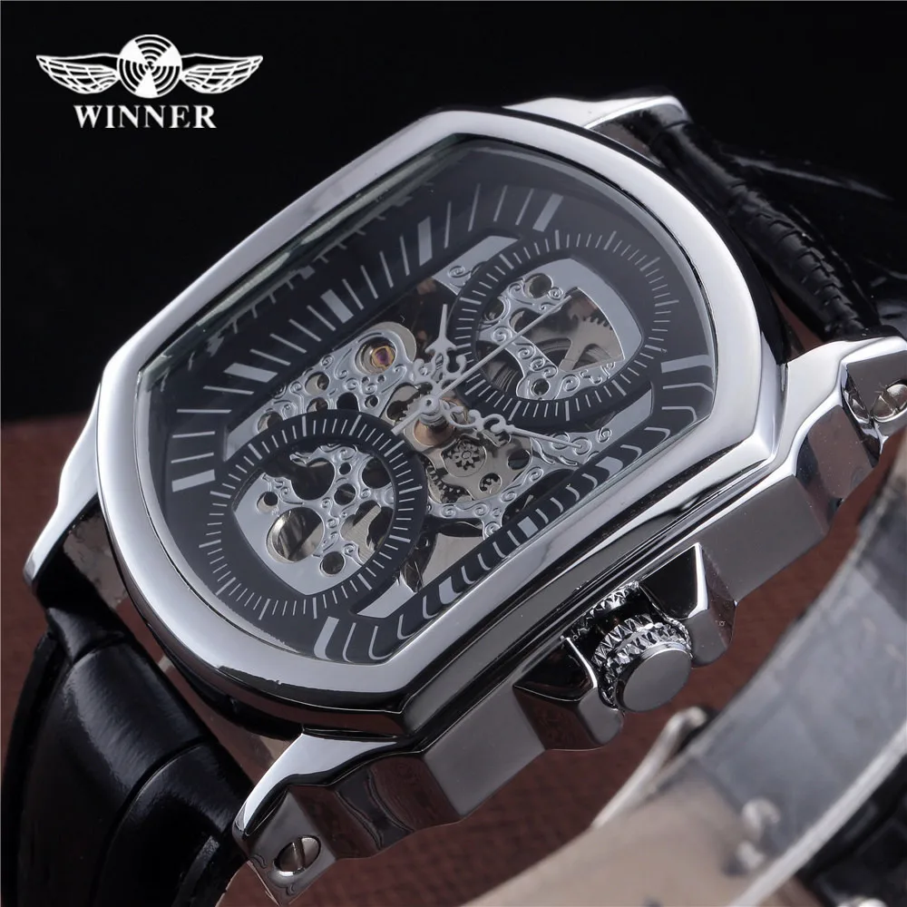 2018 New Fashion Winner Brand Automatic Skeleton Watch Tonneau Design Leather Band Men Vintage Luxury Mechanical Wrist Watches 2018 New Fashion Winner Brand Automatic Skeleton Watch Tonneau Design Leather Band Men Vintage Luxury Mechanical Wrist Watches