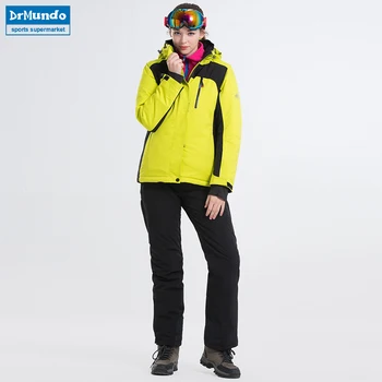 

2018 New Women's Double Single Board Ski Suit Waterproof Windproof Jacket Thicken Warm Snowboard Clothing Ski Wear Sets Brand