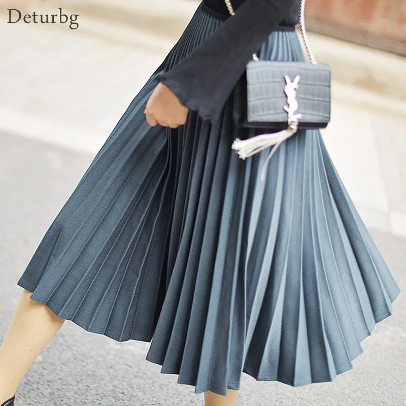 Women's Elegant Sector Pleated Twill Skirt With Chiffon Liner Female High Waist Side Zipper White Long Skirts 2021 Spring SK521 skater skirt