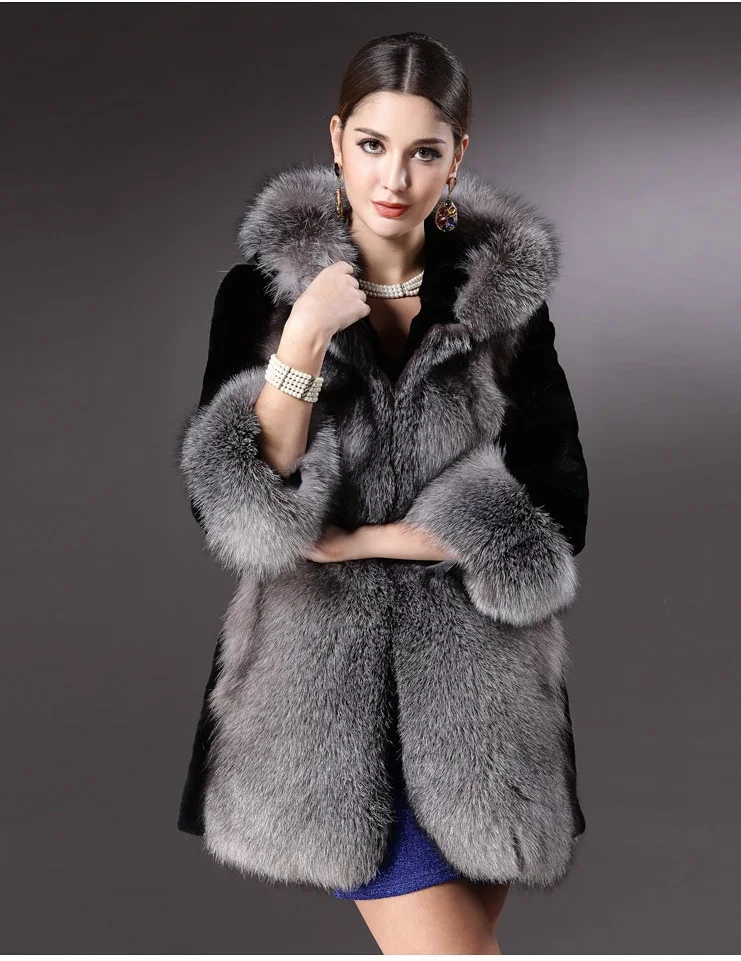 Европейская копия нового фонда осень-зима-пальто из лисьего меха с капюшоном MAO тяжелый меховой воротник имитация меха пальто