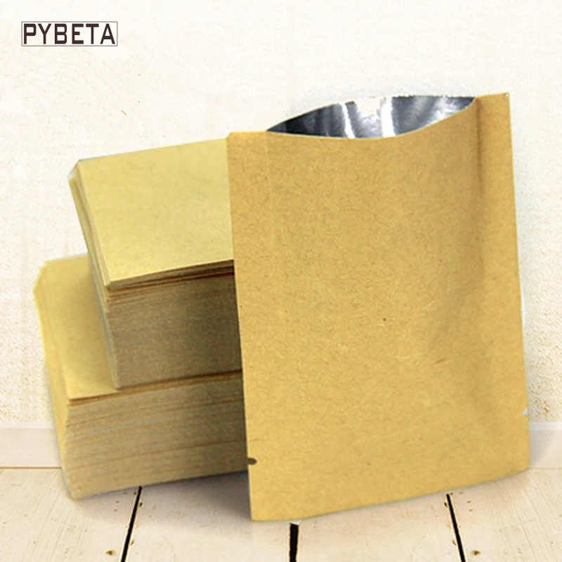 100pcs/lot 13 sizes available Heat seal Kraft Paper Pouch Flat Open Top