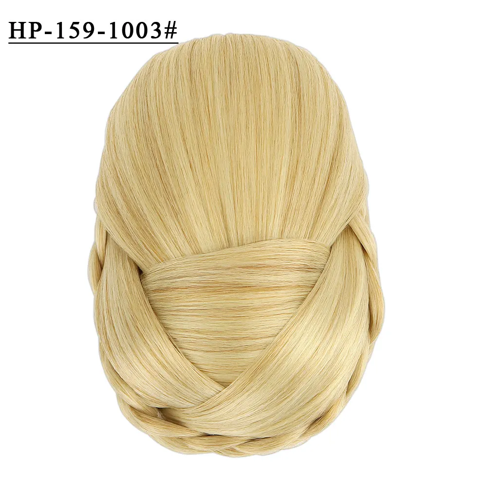 Free Beauty Curly Chignon Brown Blond Hazel Ombre Synthetic Hair Bun Extensions Rubber Band Heat Resistant Fiber for Women Girls - Цвет: HP-159-1003