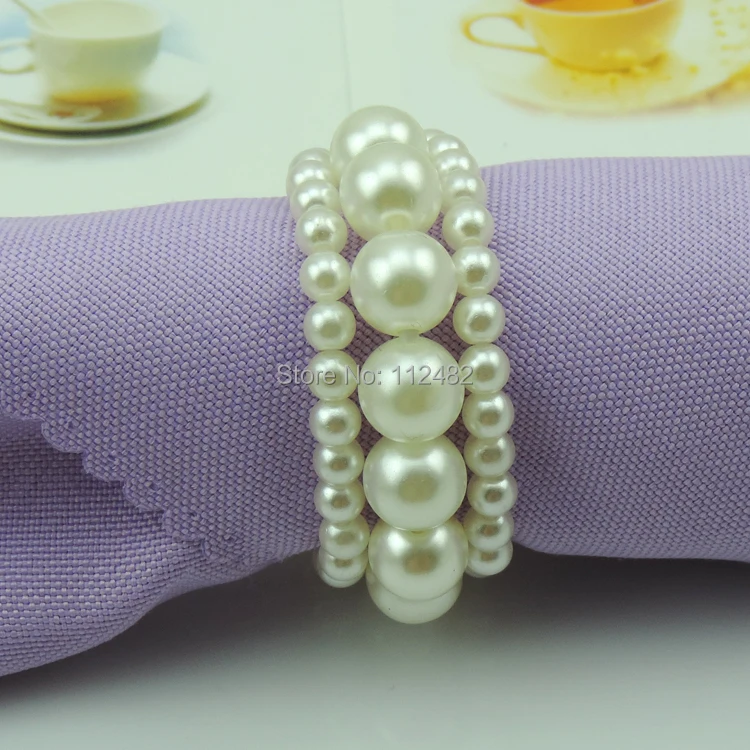 50pcs Wholesale Pearls Napkin Rings Hotel Wedding Napkin ring Free