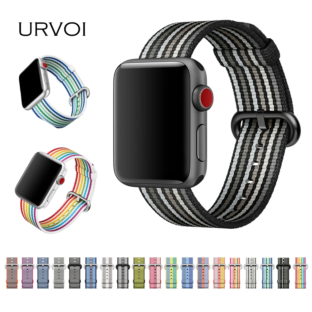 URVOI ремешок для Apple Watch series 5 4 3 2 1 тканая нейлоновая ткань-как на ощупь ремешок для iWatch new pride edition Классическая пряжка