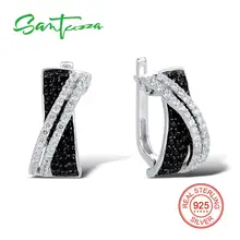 SANTUZZA серебряные серьги для женщин 925 пробы серебряные серьги-клипс Серебро 925 с камнями Кубический Цирконий brincos Ювелирные Изделия