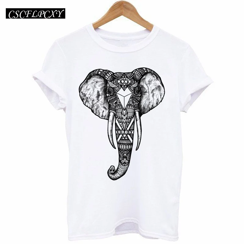 2017 Casual T-shirt Women Tshirt Short Sleeve Kawaii Elephant Print Camisetas Mujer Tops Tee Shirt Female O-neck White Tees HTB1cS5rd2fM8KJjSZPfq6zklXXaw - 2017 Casual T-shirt Women Tshirt Short Sleeve Kawaii Elephant Print Camisetas Mujer Tops Tee Shirt Female O-neck White Tees