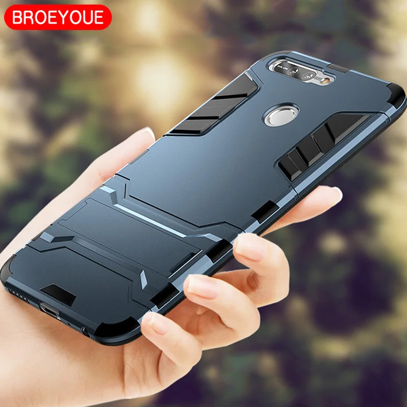 

BROEYOUE Armor Case For Huawei P8 P9 P10 Plus Lite 2017 Honor 8 9 5X 6X 6A V8 V9 Nova 2 Plus Hybrid Rugged Mobile Phone Cases