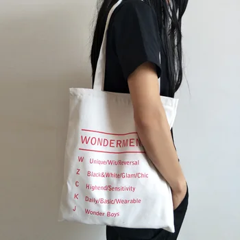 

Fashion Women Simple Letters Canvas Handbags 2019 New Female Students School Bags Casual Zipper Soft Shoulder Bags