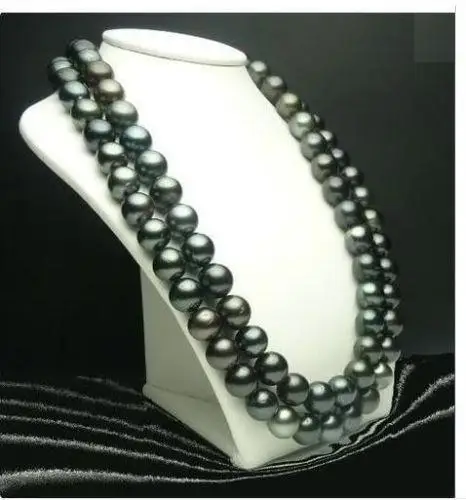 

19" 35 INCH HUGE 10-11MM TAHITIAN BLACK PEARL NECKLACE 14K GOLD CLASP (0926)