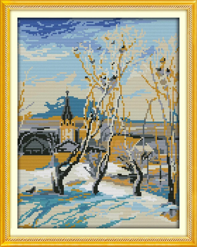 

The Afternoon snow DMC scenery home decor canvas Cross Stitch kits 14ct white 11ct print embroidery DIY handmade needlework wall