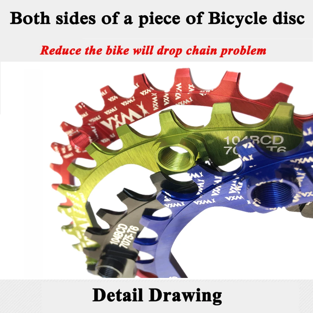 104BCD vxm دراجة chainwheel كرنك 30 طن سبائك الألومنيوم crankset chainring الضيق واسعة جولة mtb دراجة chainwheel دراجة أجزاء