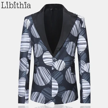 

Mens One Button Blazer Fashion Print Luxury Wedding Smart Casual Jacket Luxury Fashion M-3XL Clothes Male T237