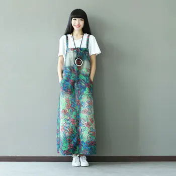 

Summer Plus Size Women Denim Dress Sundress Casual Loose Overalls Dresses Female Print Jeans Dress Fashion Women's Clothing