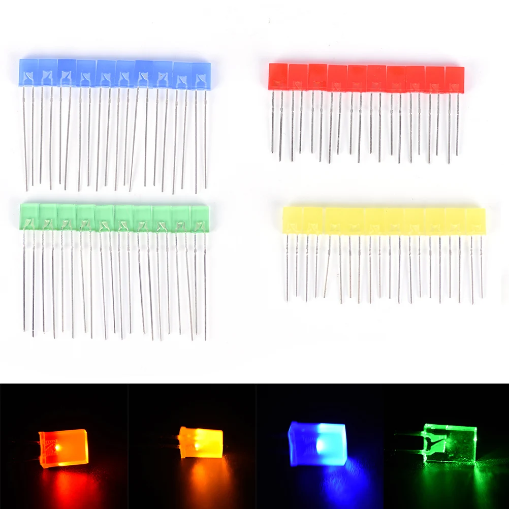 100pcs Rectangular Square LED Emitting Diodes Light LEDs Bulbs Water ClearP iv
